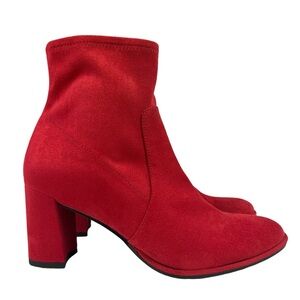 Marc Fisher Red Suede Block Heel Boots‎ Womens Size 7.5